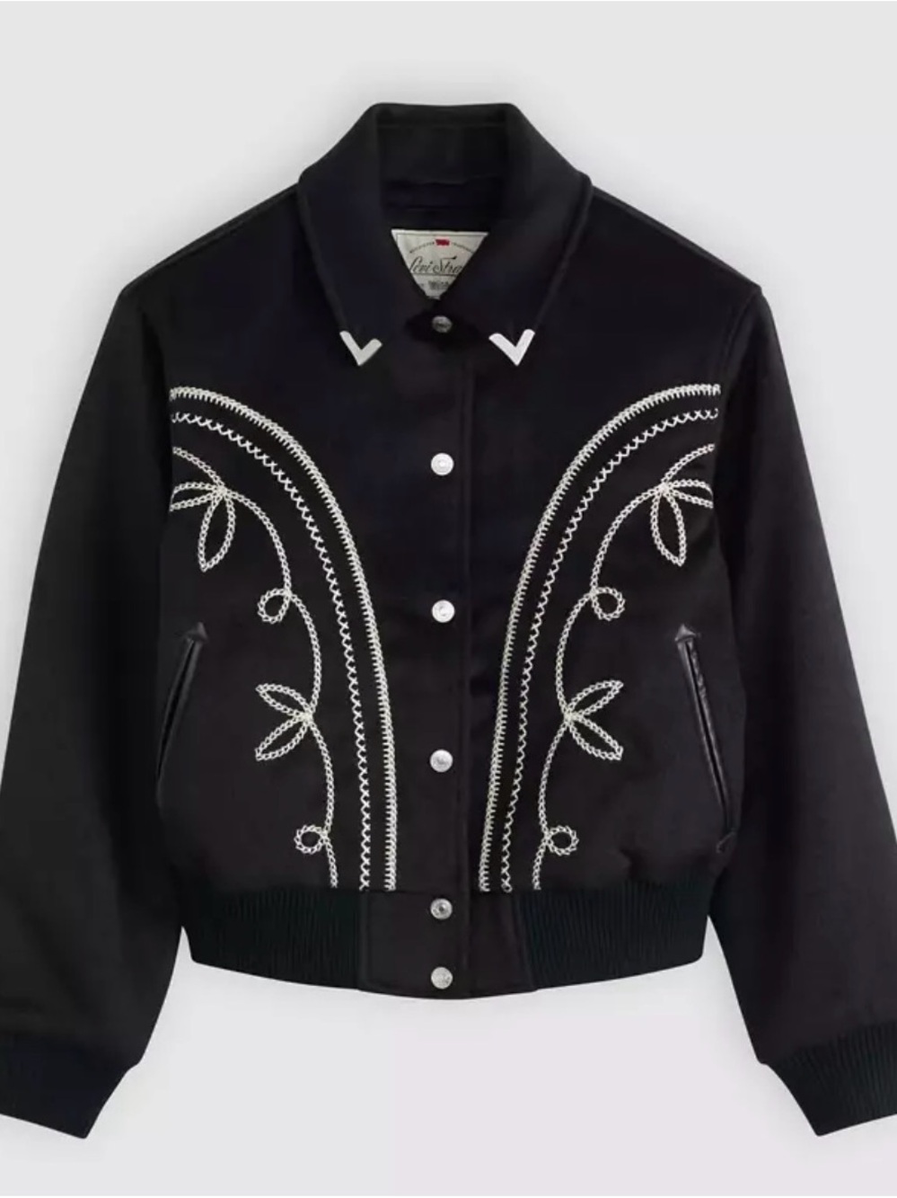 Black Embroidered Western-Style Bomber Jacket - Levi Strauss Signature